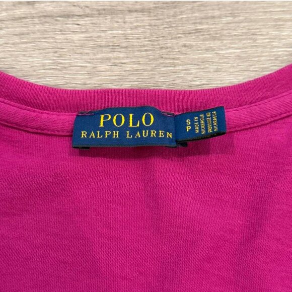 POLO RALPH LAUREN Fuchsia V Neck short sleeve T Shirt Size S - Picture 2 of 7